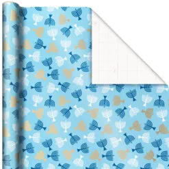 Hallmark Blue Hanukkah Designs 3-Pack Wrapping Paper Assortment, 120 Sq. Ft. -Hot Sale Hallmark Store Hanukkah Designs Wrapping Paper Assortment 5JXW1257 05