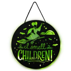 Hallmark Disney Hocus Pocus I Smell Children Porch Decor With Light -Hot Sale Hallmark Store Hocus Pocus LightUp Metal Door Sign 1HGN1526 03
