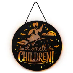 Hallmark Disney Hocus Pocus I Smell Children Porch Decor With Light -Hot Sale Hallmark Store Hocus Pocus LightUp Metal Door Sign 1HGN1526 04