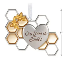 Hallmark Our Love Is Sweet Metal Ornament -Hot Sale Hallmark Store Honeycomb and Heart Keepsake Ornament 1799QHX3027 03