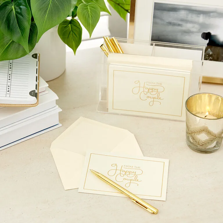 Hallmark Bulk Ivory And Gold Blank Wedding Thank-You Notes, Box Of 100 7 Hallmark Bulk Ivory And Gold Blank Wedding Thank-You Notes, Box Of 100 - Image 7