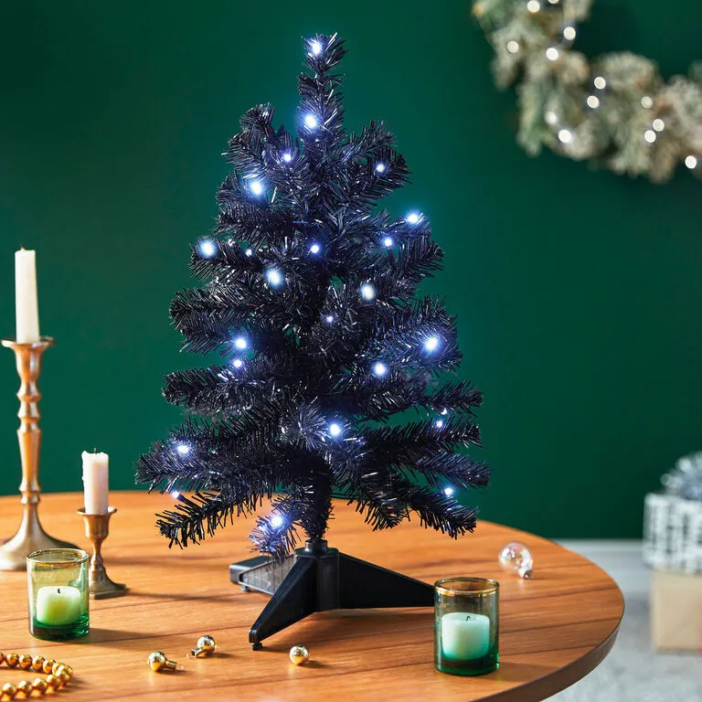 Hallmark Miniature Black Pre-Lit Christmas Tree, 18.75" 2 Hallmark Miniature Black Pre-Lit Christmas Tree, 18.75" - Image 2