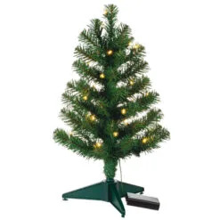 Hallmark Miniature Evergreen Pre-Lit Christmas Tree, 18.75" -Hot Sale Hallmark Store Miniature Green PreLit Christmas Tree 2499QSB6253 06