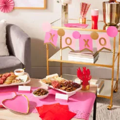 Hallmark Color Pop 60-Piece Tableware Premium Party Kit, Pink Heart -Hot Sale Hallmark Store Party Supplies in a Box Heart Plates and Napkins 5CLP1010 03