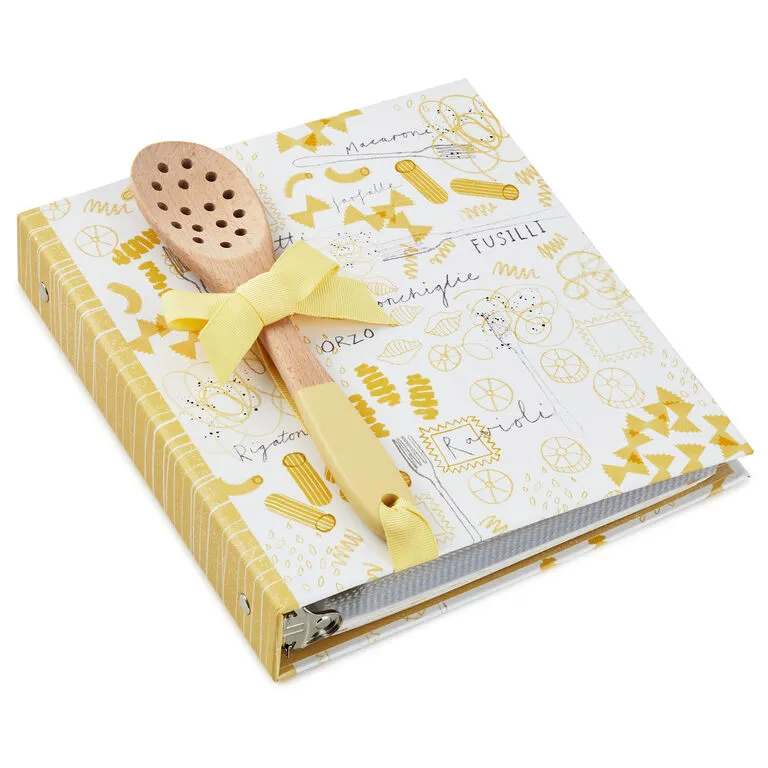 Hallmark Pasta Recipe Organizer Book With Wooden Strainer Spoon 1 Hallmark Pasta Recipe Organizer Book With Wooden Strainer Spoon