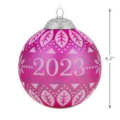 Hallmark Christmas Commemorative 2023 Glass Ball Ornament -Hot Sale Hallmark Store Pink Glass Ball 2023 Keepsake Ornament 2299QXR8127 03