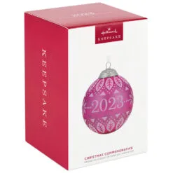 Hallmark Christmas Commemorative 2023 Glass Ball Ornament -Hot Sale Hallmark Store Pink Glass Ball 2023 Keepsake Ornament 2299QXR8127 04