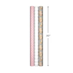 Hallmark Pink And Gray 3-Pack Wrapping Paper, 85 Sq. Ft. Total -Hot Sale Hallmark Store Pink and Gray 2 Standard 1 Foil 3Pack Gift Wrap 5EWR6421 08