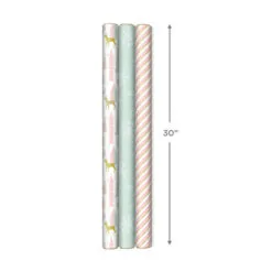Hallmark Pink And Mint Assorted 3-Pack Christmas Wrapping Paper, 120 Sq. Ft. -Hot Sale Hallmark Store Pink and Mint Christmas Wrapping Paper Assortment 5JXW1083 07