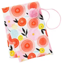 Hallmark 26" Modern Floral Fabric Gift Wrap With Elastic Band -Hot Sale Hallmark Store PinkandOrange Floral Square Flat Wrapping Cloth 1299EJR6378 03