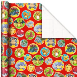 Hallmark Assorted Pokémon Wrapping Paper 3-Pack, 60 Sq. Ft. -Hot Sale Hallmark Store Pokmon Wrapping Paper for Kids Birthdays 5EWR2645 06