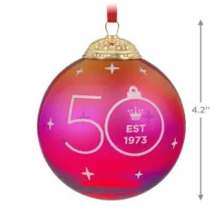 Hallmark Keepsake Ornament 50th Anniversary Christmas Commemorative Special Edition Glass And Metal Ornament -Hot Sale Hallmark Store Red Ball 50th Anniversary Keepsake Ornament 2499QGO2987 03