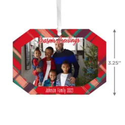 Hallmark Red Plaid Personalized Text And Photo Metal Ornament -Hot Sale Hallmark Store Red Plaid Personalized Christmas Ornament 1OFM1001B1 03