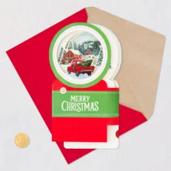 Hallmark Red Truck Snow Globe Musical 3D Pop-Up Christmas Card With Motion -Hot Sale Hallmark Store Red Truck Snowglobe 3D PopUp Music Motion Christmas Card 1299XOD9992 06
