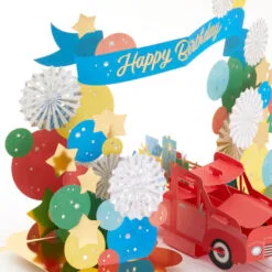 Hallmark Celebrating You Red Truck And Banner 3D Pop-Up Birthday Card -Hot Sale Hallmark Store Red Truck and Banner 3D PopUp Birthday Card 1299LAD2896 04