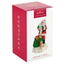 Hallmark Checking It Twice Ornament With Light And Sound -Hot Sale Hallmark Store Santa Checking His List Keepsake Ornament 2999QGO2657 04