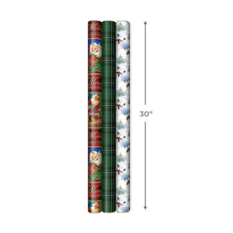 Hallmark Christmas Classics 3-Pack Reversible Wrapping Paper Assortment, 120 Sq. Ft. 3 Hallmark Christmas Classics 3-Pack Reversible Wrapping Paper Assortment, 120 Sq. Ft. - Image 3