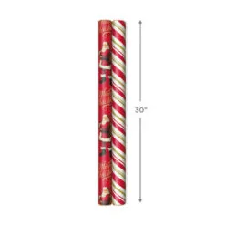 Hallmark Santa And Stripes 2-Pack Christmas Wrapping Paper Assortment, 160 Sq. Ft. 9 Hallmark Santa And Stripes 2-Pack Christmas Wrapping Paper Assortment, 160 Sq. Ft. -Hot Sale Hallmark Store Santa and Stripes Assorted Christmas Wrapping Paper 5JXW1055 04