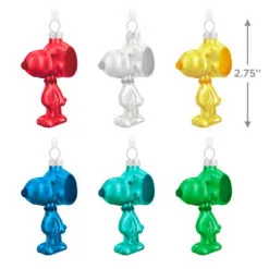 Hallmark The Peanuts® Gang Snoopy Glass Ornaments, Set Of 6 -Hot Sale Hallmark Store Set of 6 Colored Glass Snoopy Keepsake Ornaments 2499QSB6329 03