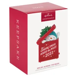 Hallmark Smiles Across The Miles 2023 Recordable Sound Ornament -Hot Sale Hallmark Store Snowman in Red Present Keepsake Ornament 2499QGO2619 04