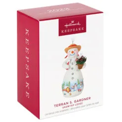 Hallmark Snowtop Lodge Terran S. Gardner Porcelain Ornament -Hot Sale Hallmark Store Snowman with Flower Pot Keepsake Ornament 2299QXR8119 04