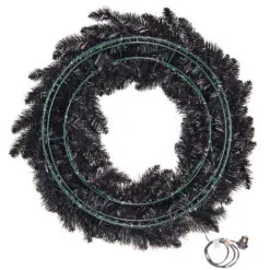 Hallmark Black Pre-Lit Wreath, 30" -Hot Sale Hallmark Store Star Galaxy Black Artificial Wreath With Lights 1QSB6306 06