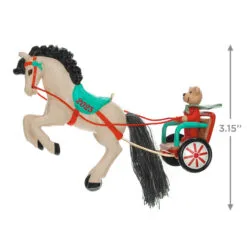 Hallmark A Pony For Christmas 2023 Ornament -Hot Sale Hallmark Store Teddy Bear in Horse Chariot Keepsake Ornament 1799QXR8039 03