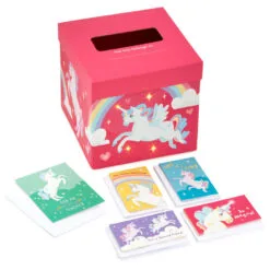 Hallmark Colorful Unicorn Classroom Valentines Set With Light-Up, Musical Mailbox