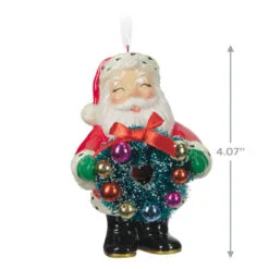 Hallmark Jolly Santa Porcelain Special Edition Ornament -Hot Sale Hallmark Store Vintage Jolly Santa With Wreath Keepsake Ornament 2499QXT4113 03
