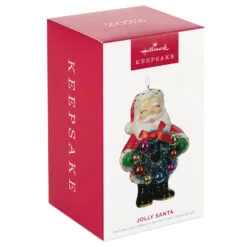 Hallmark Jolly Santa Porcelain Special Edition Ornament -Hot Sale Hallmark Store Vintage Jolly Santa With Wreath Keepsake Ornament 2499QXT4113 04
