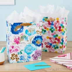 Hallmark 13" Watercolor 3-Pack Assorted Gift Bags With Tissue -Hot Sale Hallmark Store Watercolor 3Pack Assorted Large Gift Bags Tissue 5EGB6367 02