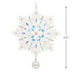 Hallmark Snowflake 2023 Porcelain Ornament -Hot Sale Hallmark Store White Blue and Silver Snowflake Keepsake Ornament 1999QGO2957 03