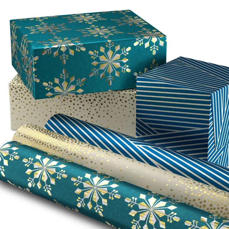 Hallmark Winter Glow 3-Pack Christmas Wrapping Paper Assortment, 80 Sq. Ft. 2 Hallmark Winter Glow 3-Pack Christmas Wrapping Paper Assortment, 80 Sq. Ft. - Image 2