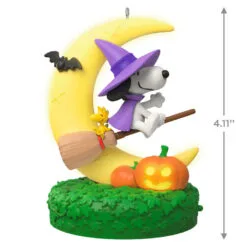 Hallmark The Peanuts® Gang Snoopy's Moonlit Mischief Musical Ornament With Light -Hot Sale Hallmark Store Witch Snoopy on Broom Keepsake Ornament 2699QFO5319 03